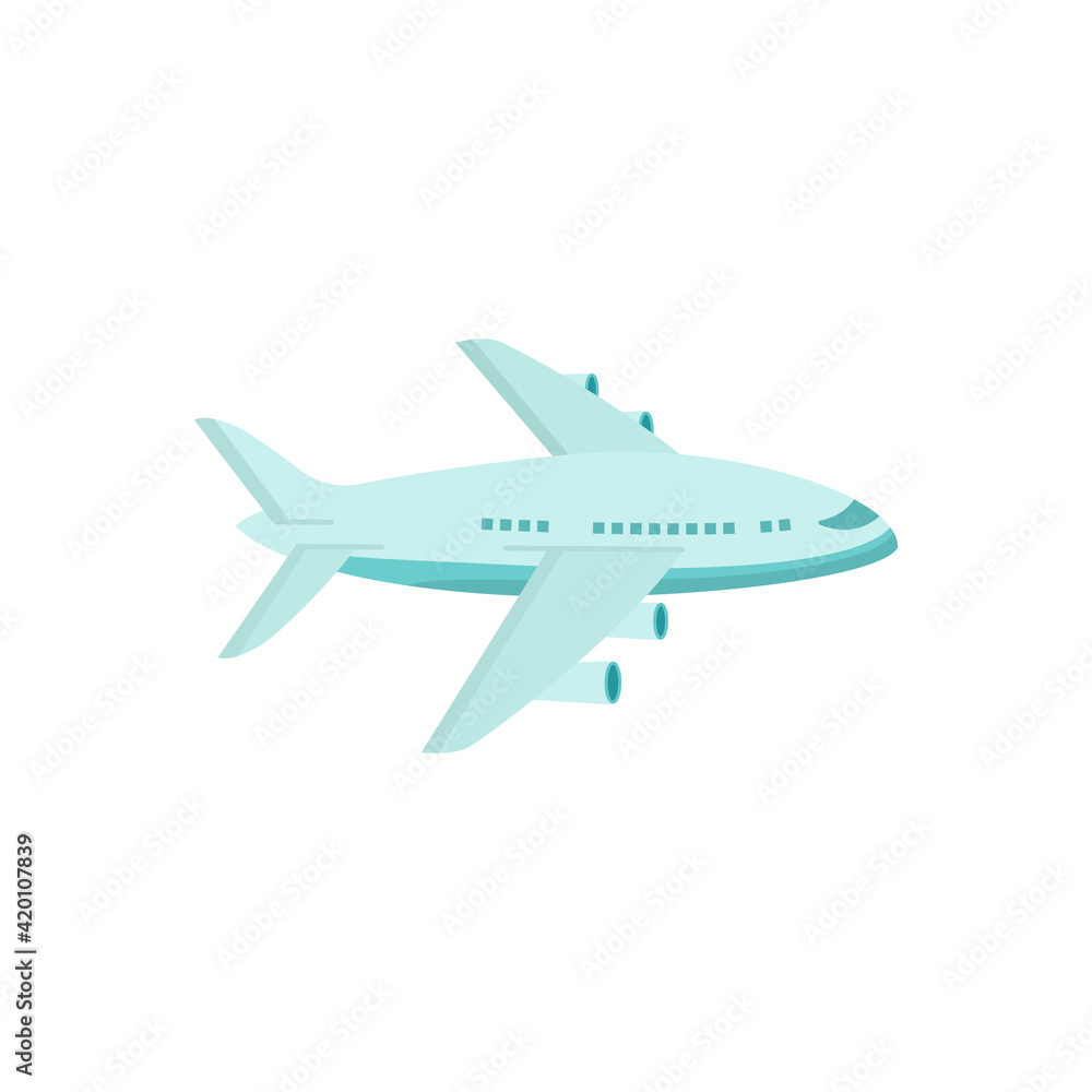 Airplane vector illustration in cartoon style, isolated on white