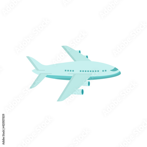 Airplane vector illustration in cartoon style, isolated on white