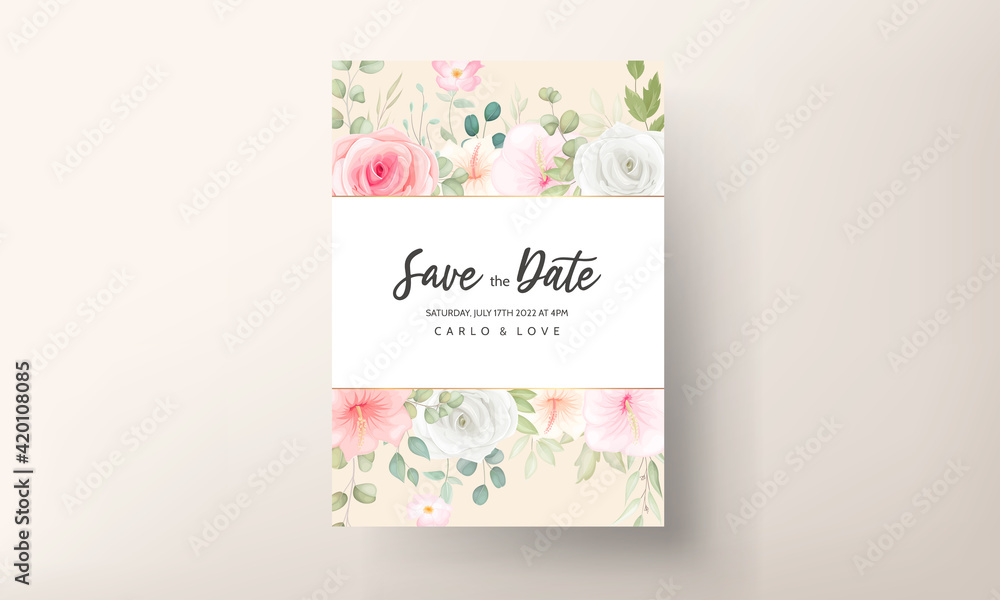 Beautiful wedding invitation with beautiful flowers