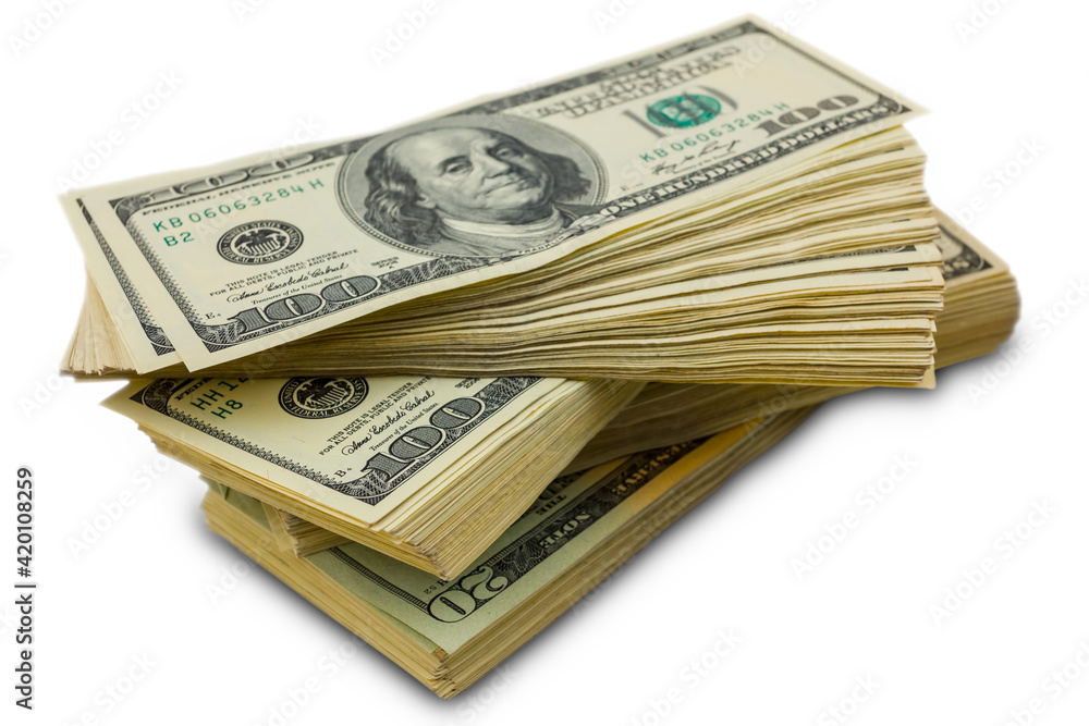 closeup heap of dollar isolated on white background, financial background closeup heap of dollar isolated on white background, financial background