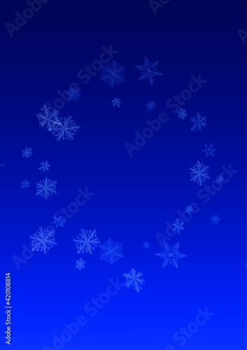 White Snow Vector Blue Background. Sky Snowflake
