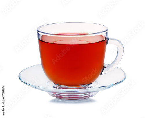 Mug with tea isolated on white background