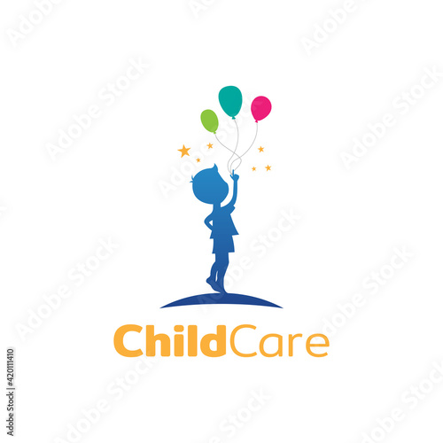 Child care vector logo illustration