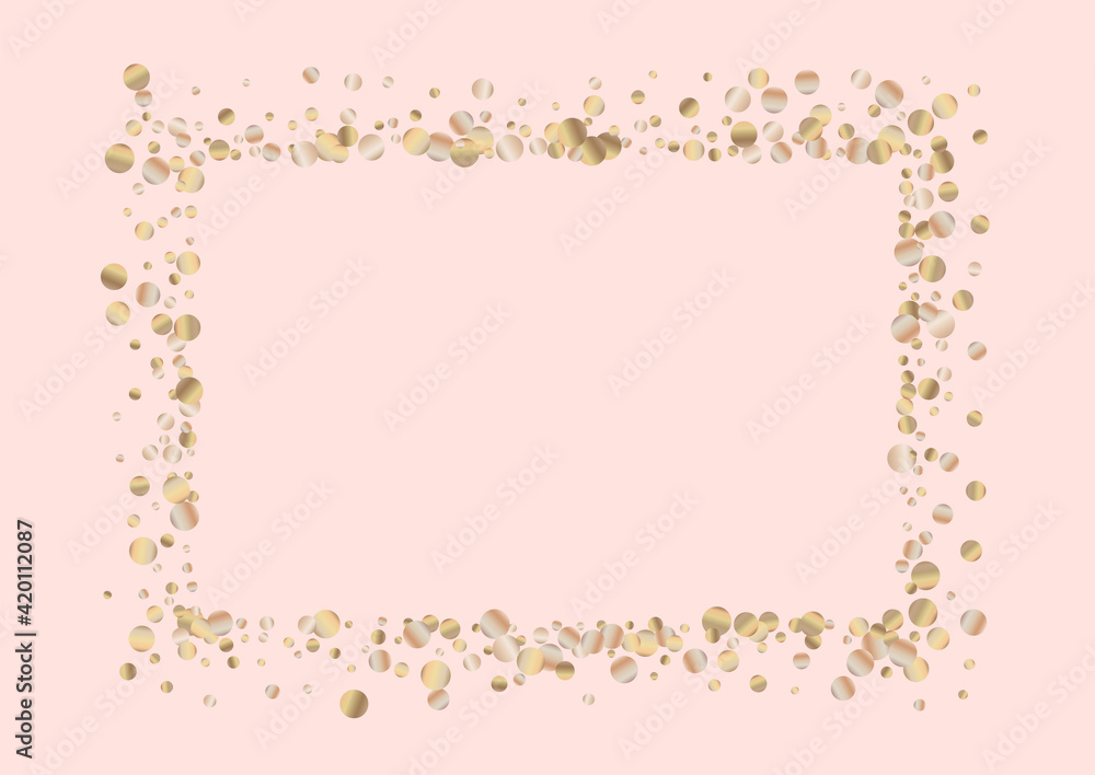 Golden Confetti Vector Pink Background. Bridal