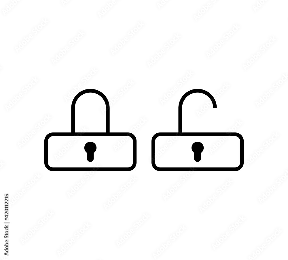 Set of Lock icon vectors, padlocks, security sign, safety symbol, safe icon, illustration. Set of Lock icon vectors, padlocks, security sign, safety symbol, safe icon, illustration.