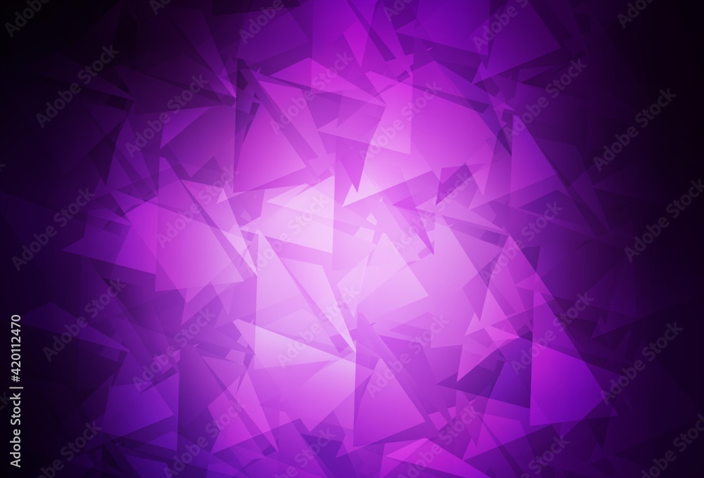 Fototapeta premium Dark Purple vector shining triangular backdrop.