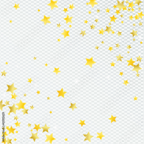 Yellow Shiny Stars Vector Transparent Background.