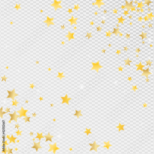 Yellow Shiny Stars Vector Transparent Background.