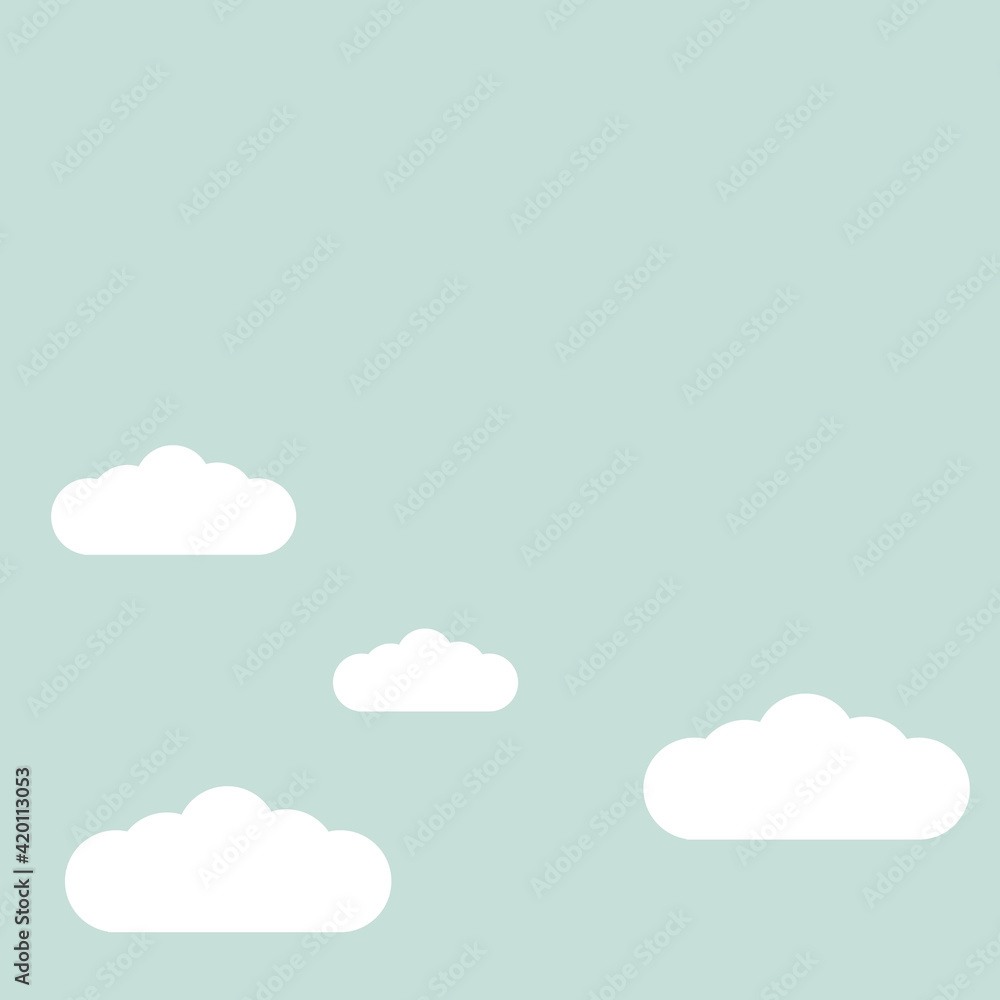 Sky blue background with clouds, vector illustration