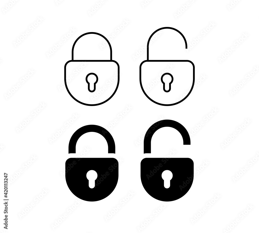 Set of Lock icon vectors, padlocks, security sign, safety symbol, safe icon, illustration Set of Lock icon vectors, padlocks, security sign, safety symbol, safe icon, illustration