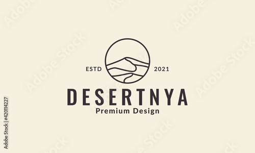 lines desert with circle logo symbol vector icon illustration design