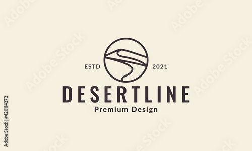 lines desert with circle logo symbol vector icon illustration design