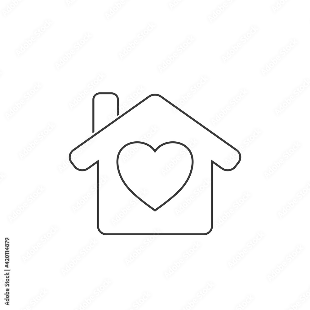 Home with heart line icon vector illustration