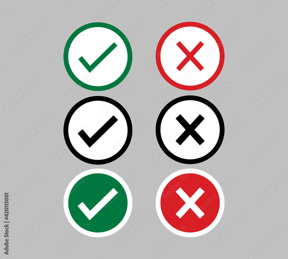 Check Mark and Cross Mark Icons. Check Mark and Cross Mark Icons.
