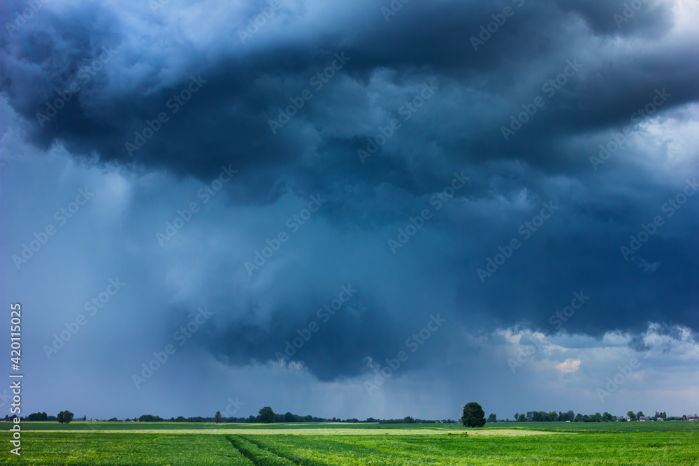 Supercell storm clouds with hail and intence winds Supercell storm clouds with hail and intence winds