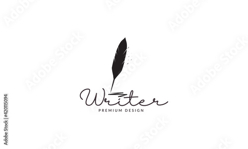 feather old as pencil old logo vector symbol icon illustration design