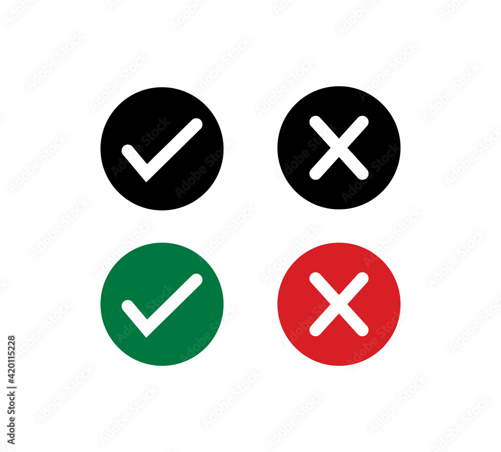Check Mark and Cross Mark Icons. Check Mark and Cross Mark Icons.