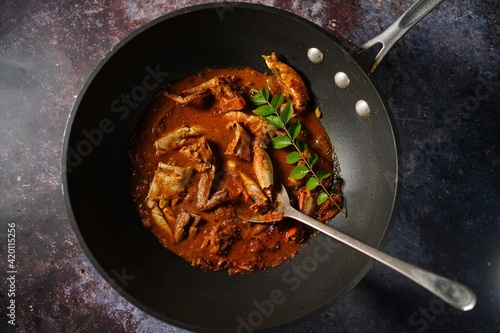 Photography Homemade Kerala Crab curry / Masala crabs, selective focus