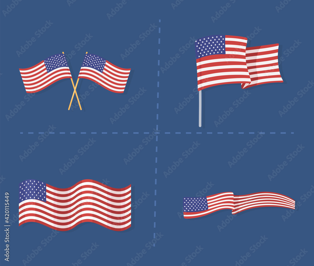 set american flags