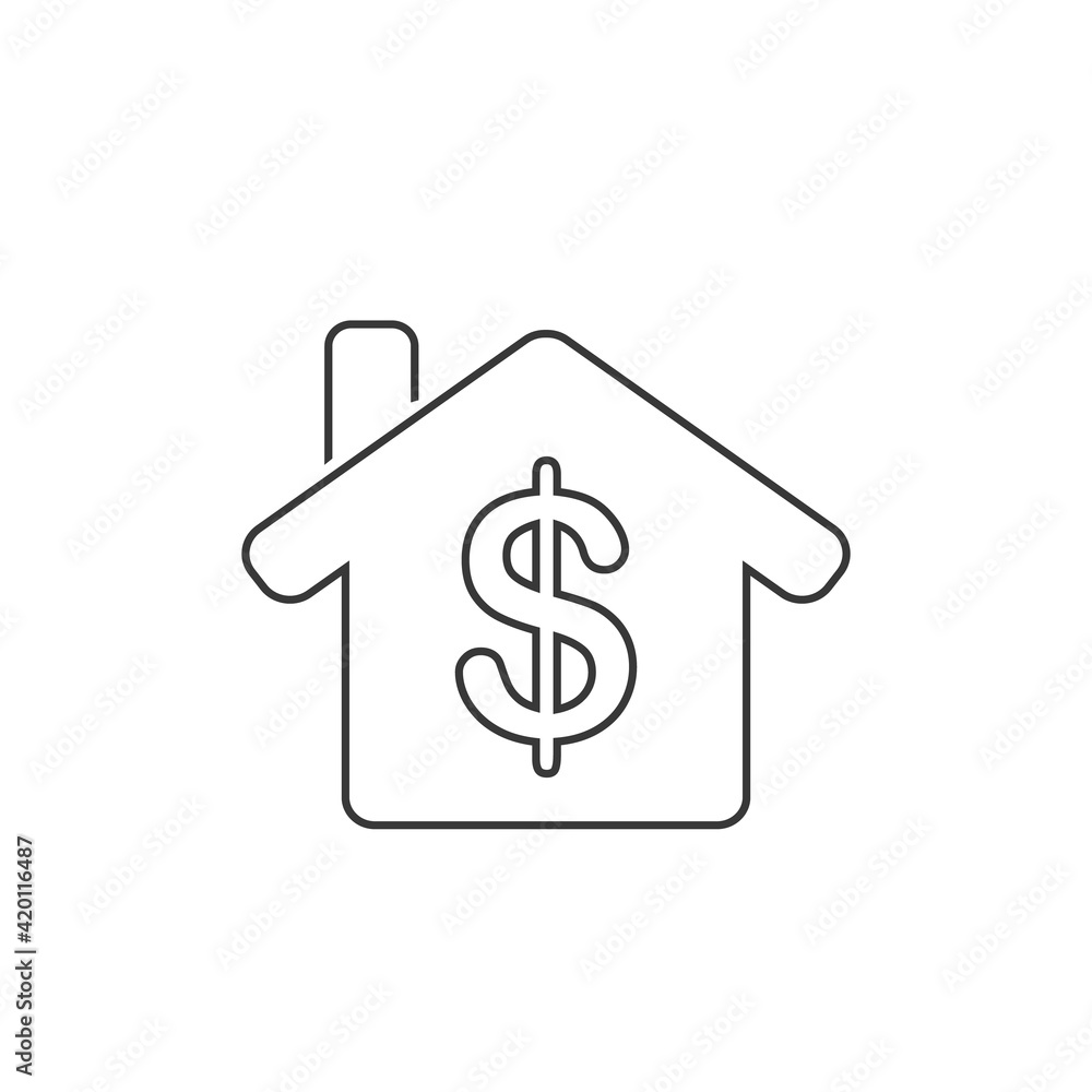 House buying or real estate investment flat vector line icon for apps and websites House buying or real estate investment flat vector line icon for apps and websites