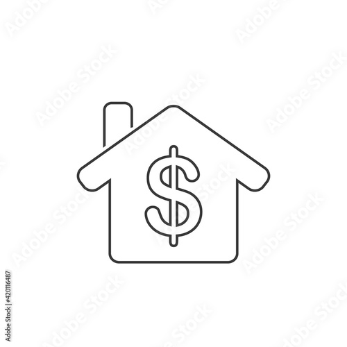 House buying or real estate investment flat vector line icon for apps and websites