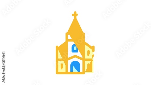 catholic temple color icon animation photo