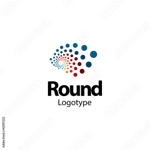 Abstract dots vortex logo. Futuristic graphic design of logo for innovation technology, medicine, science, space. Vector logotype template for business. Abstract eye symbol. Wave sign