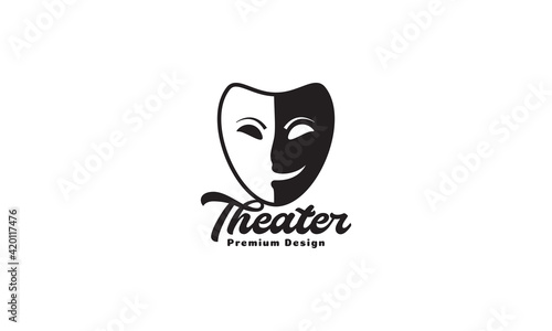 mask dark face theater logo symbol vector icon illustration design