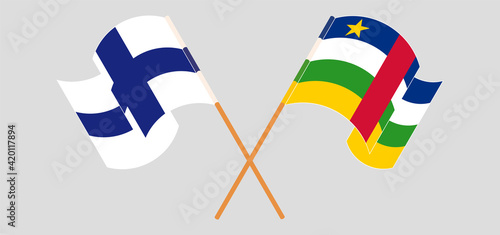 Crossed flags of Finland and Central African Republic. Official colors. Correct proportion