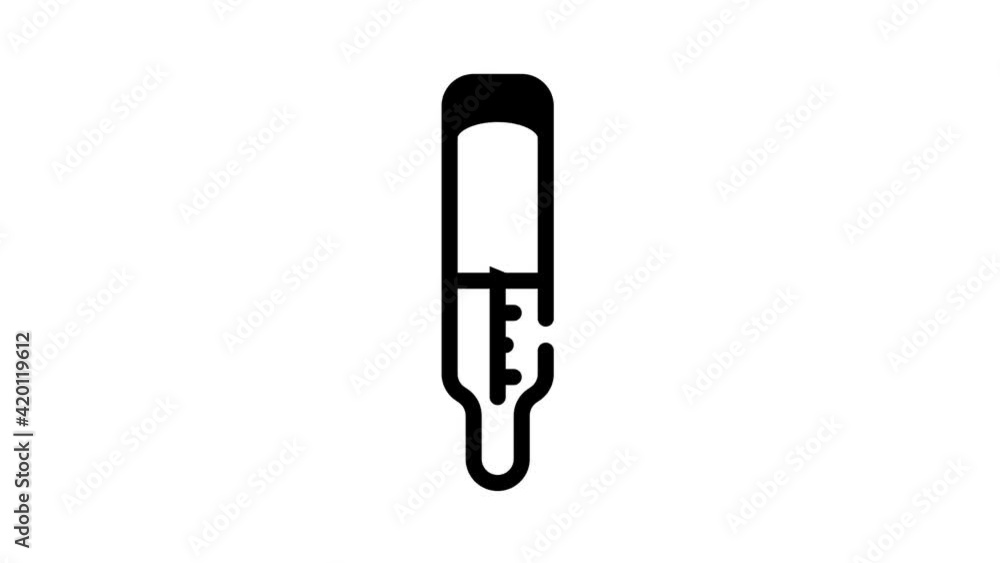 medical mercury thermometer black icon animation medical mercury thermometer black icon animation