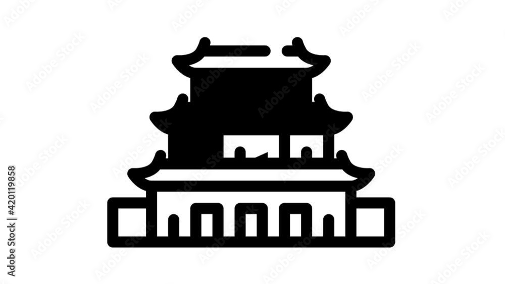 puning temple, china black icon animation puning temple, china black icon animation