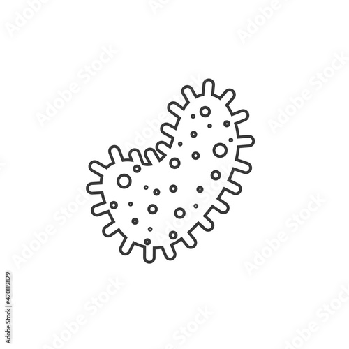 Virus bacteria line icon on white. Vector