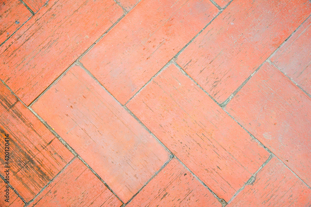 Close-up of an aged brick paved courtyard Close-up of an aged brick paved courtyard
