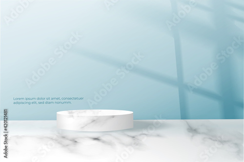 Podium with shadow overlay effect for product presentation.