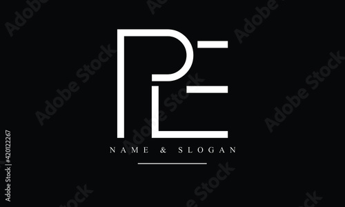 PE, EP, P, E abstract letters logo monogram