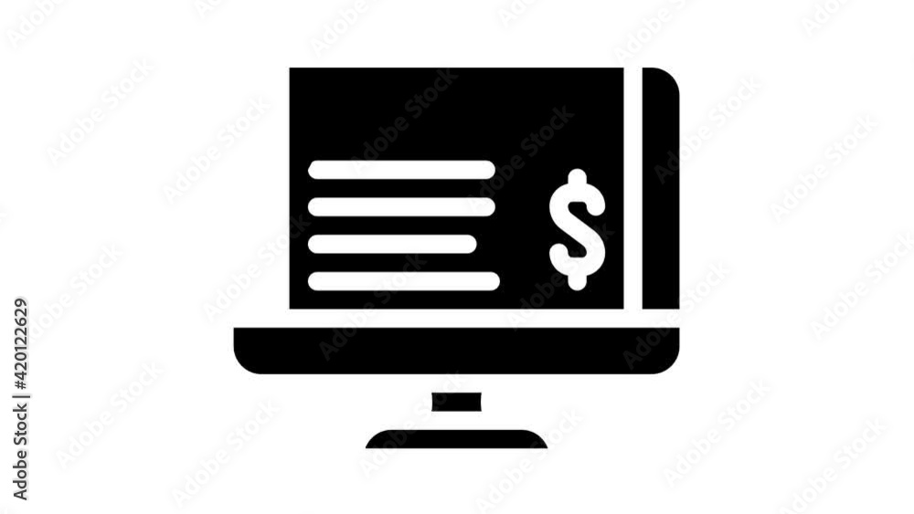 monitor with check, payment receipt glyph icon animation monitor with check, payment receipt glyph icon animation