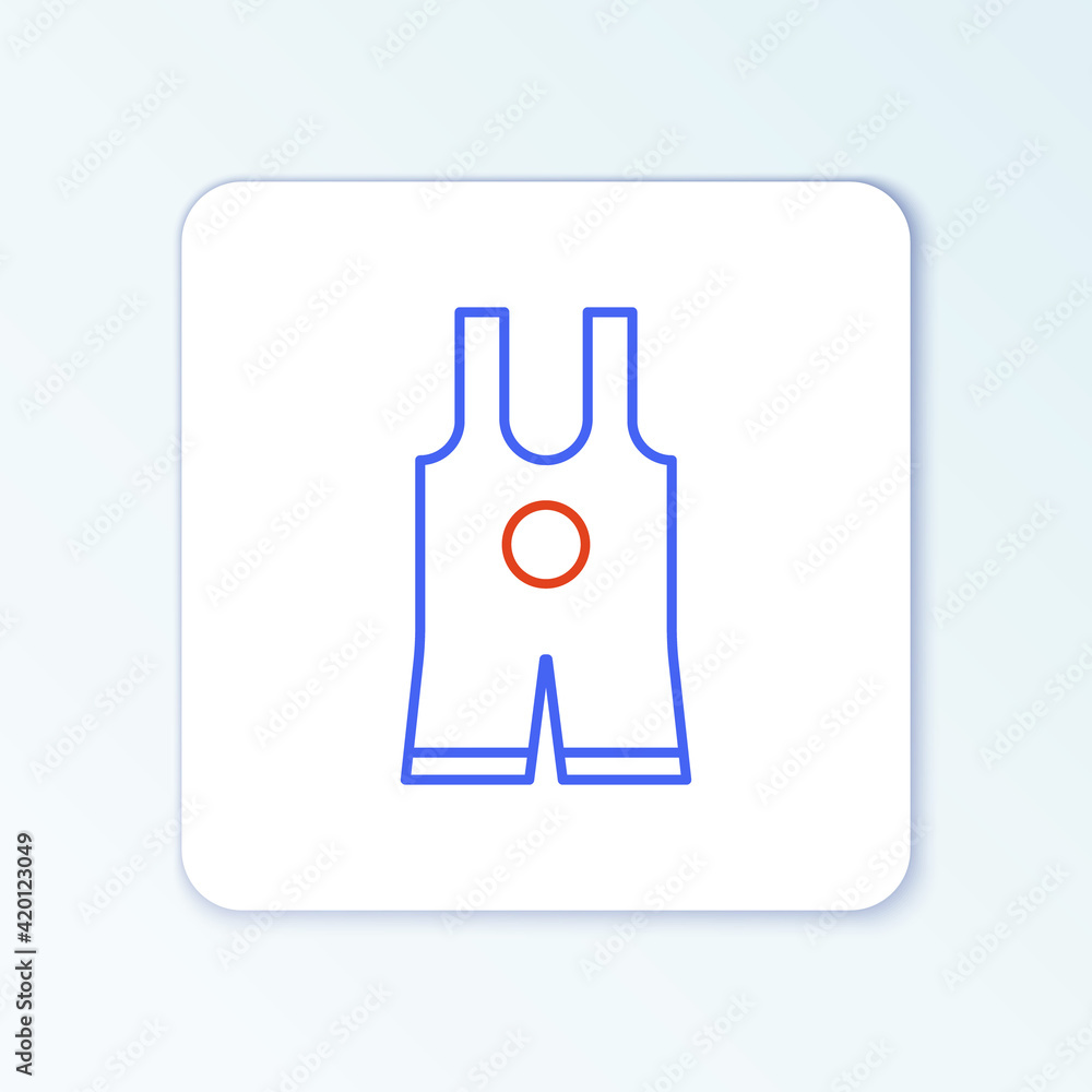 Line Wrestling singlet icon isolated on white background. Wrestling