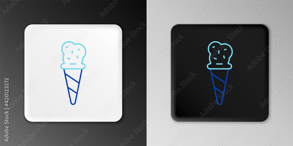 Line Ice cream in waffle cone icon isolated on grey background. Sweet symbol. Colorful outline concept. Vector Line Ice cream in waffle cone icon isolated on grey background. Sweet symbol. Colorful outline concept. Vector