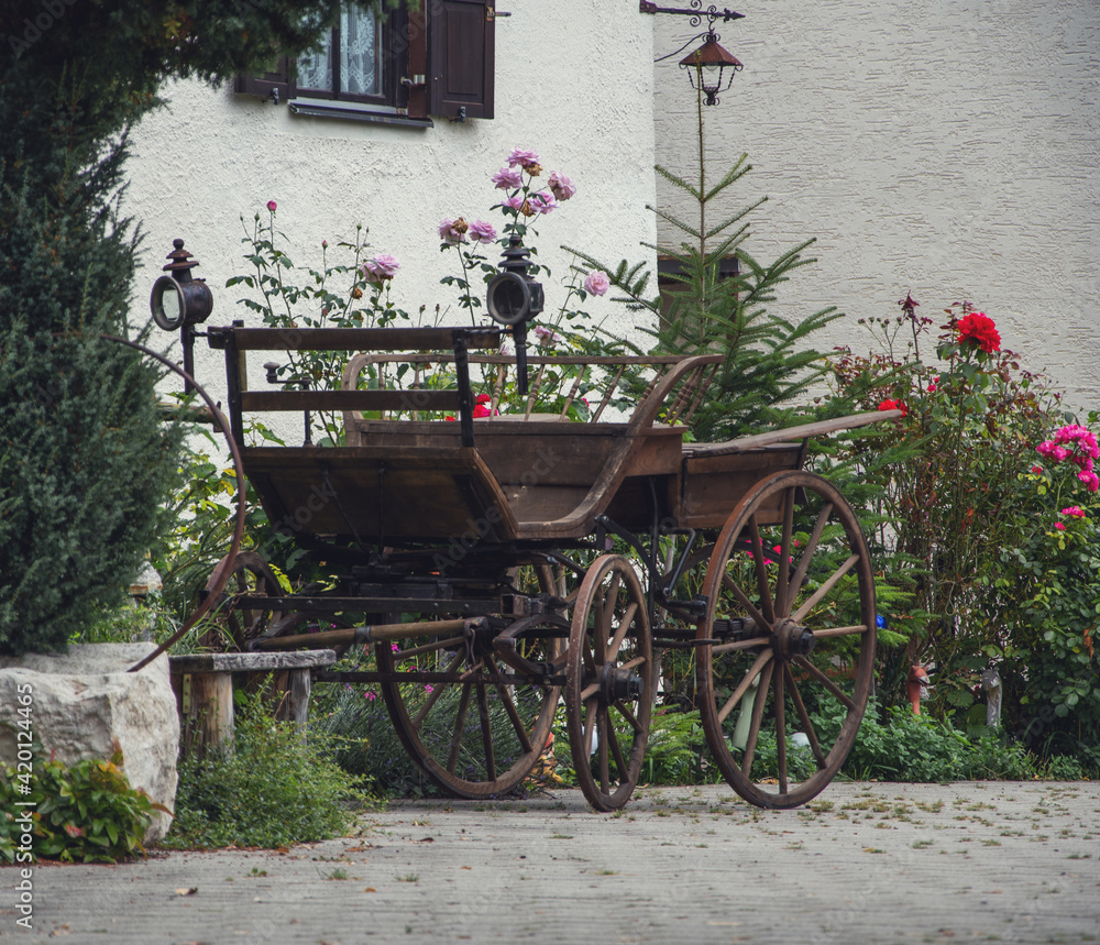 decorative cart with flowers in germany