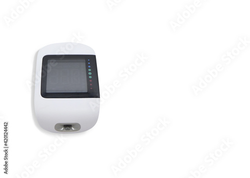 blood glucose meter on white background