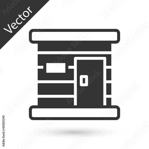 Grey Sauna wooden bathhouse icon isolated on white background. Heat spa relaxation therapy bath and hot steam healthcare, relax therapy. Vector