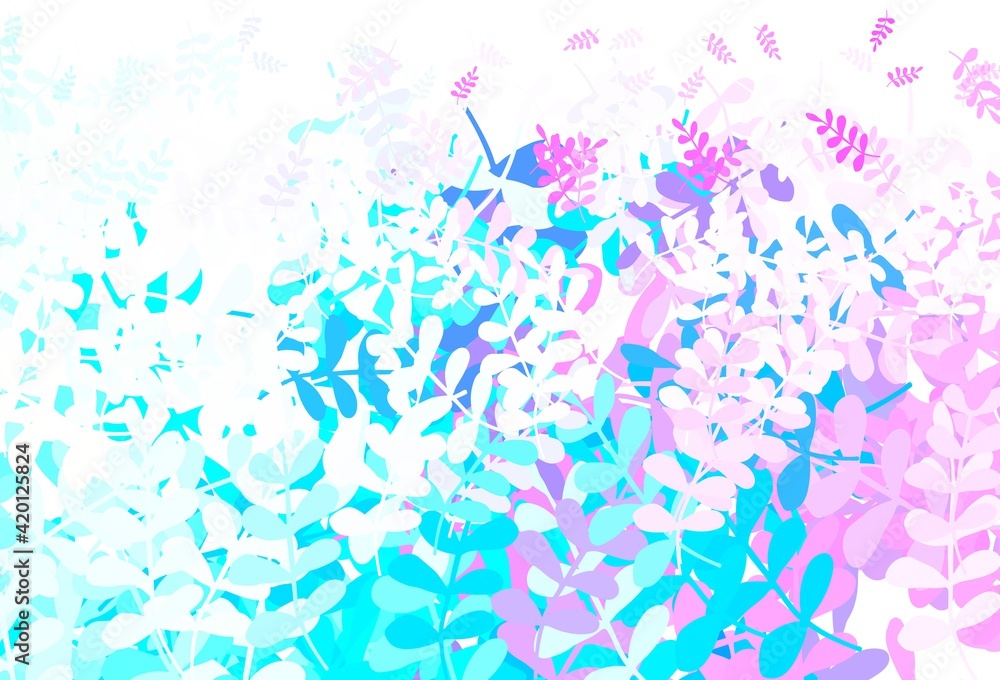 Light Pink, Blue vector abstract design with leaves.