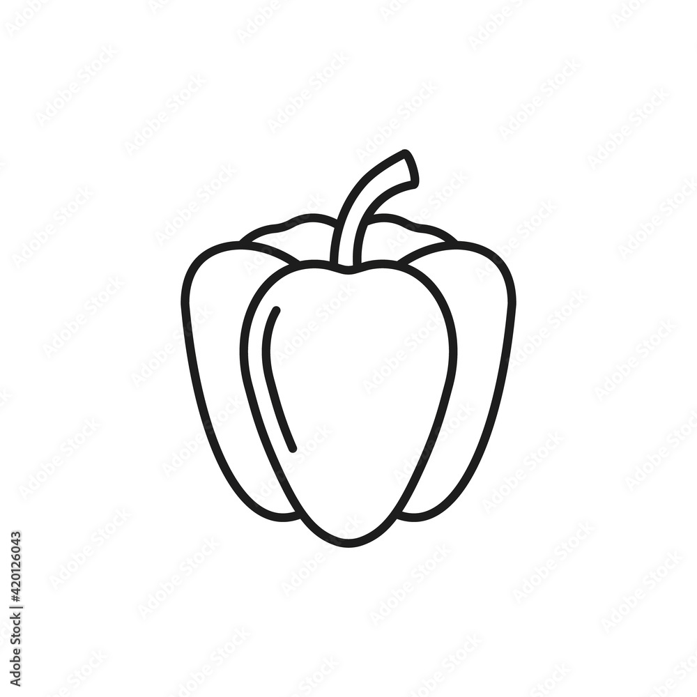 Bell pepper icon. Vector. Line style. Bell pepper icon. Vector. Line style.