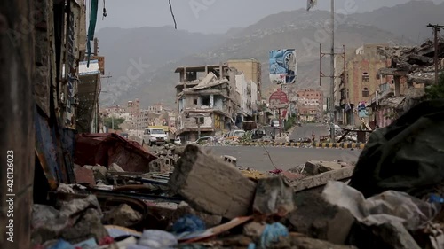 Wallpaper Mural A residential neighborhood destroyed due to the war in Yemen, Taiz Torontodigital.ca