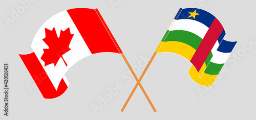 Crossed flags of Canada and Central African Republic. Official colors. Correct proportion