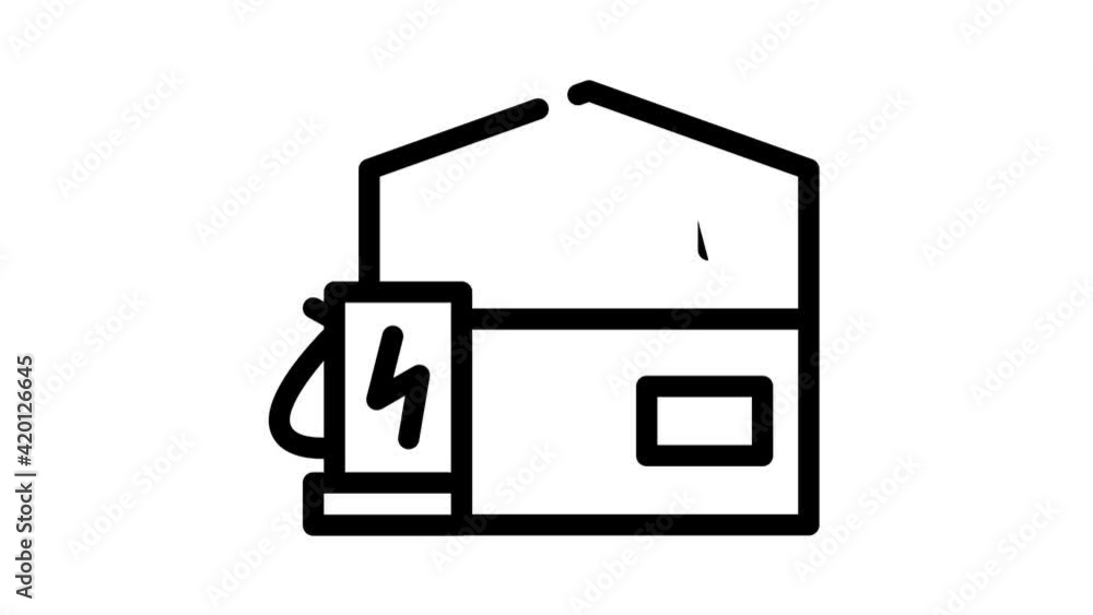 home charging station for electric car black icon animation home charging station for electric car black icon animation