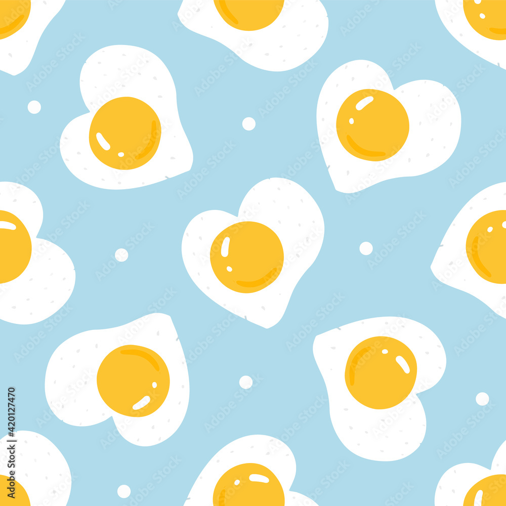 Seamless pattern of eggs in the form of a heart on a delicate blue color Seamless pattern of eggs in the form of a heart on a delicate blue color