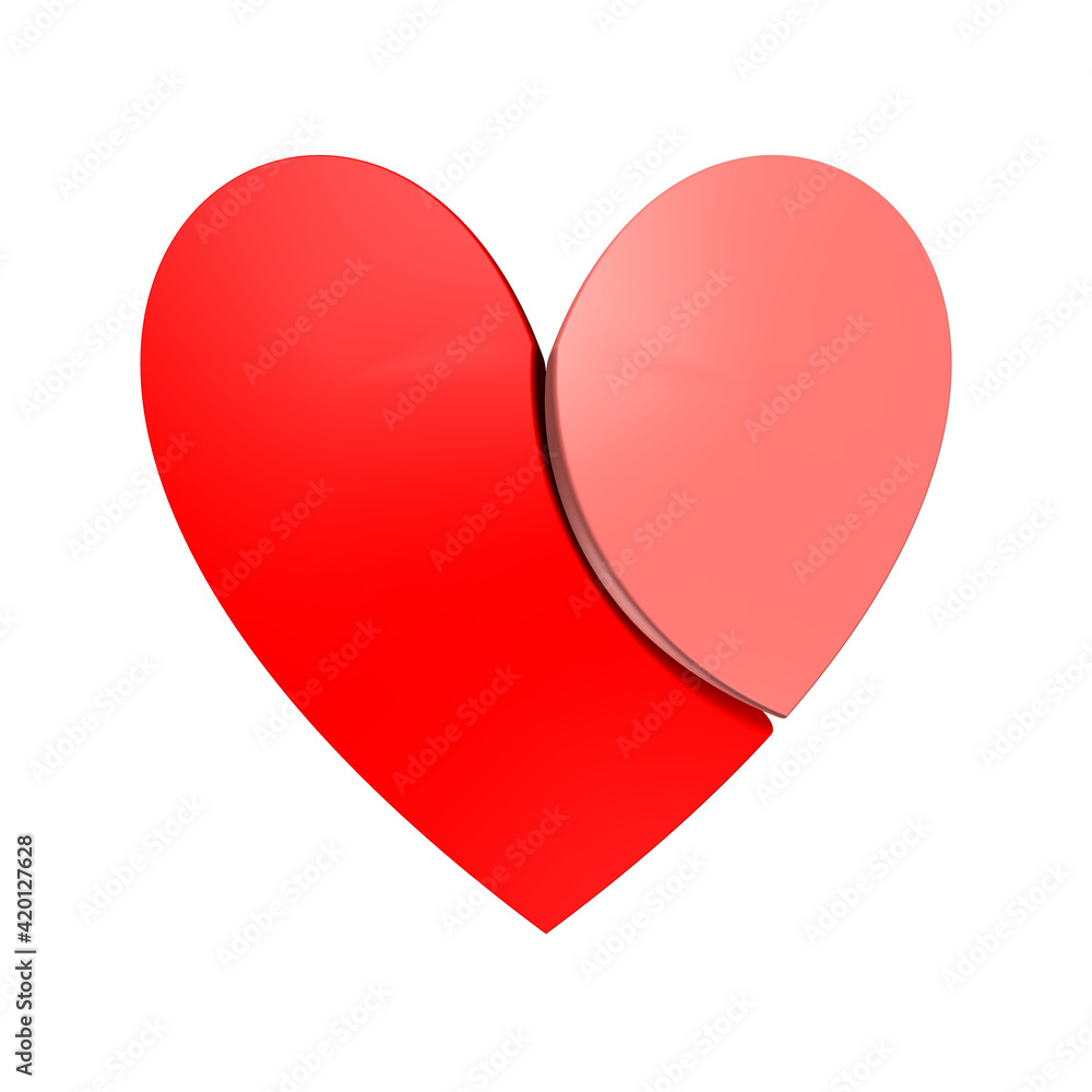 heart shaped button red and pink