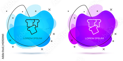 Line Bread toast for sandwich piece of roasted crouton icon isolated on white background. Lunch, dinner, breakfast snack. Abstract banner with liquid shapes. Vector