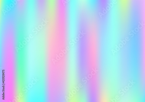 Holograph Trendy Banner. Neon Texture Overlay, 80s, 90s Music